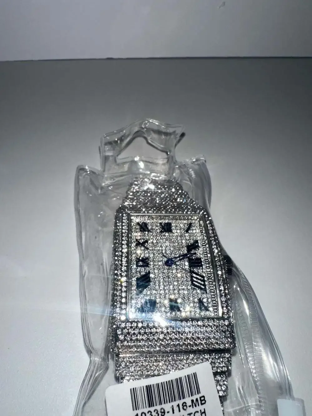 Ice Star Fully Iced Out Diamond Rectangle Watch Silver